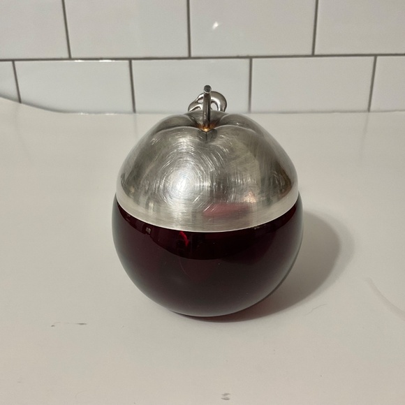 VTG Cranberry Glass and Silver Brass Jam Sugar Pot - Picture 4 of 8